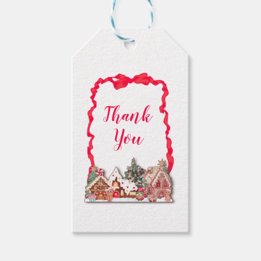 Bedankt Gingerbread Gingham Cadeaulabel (Voorkant)
