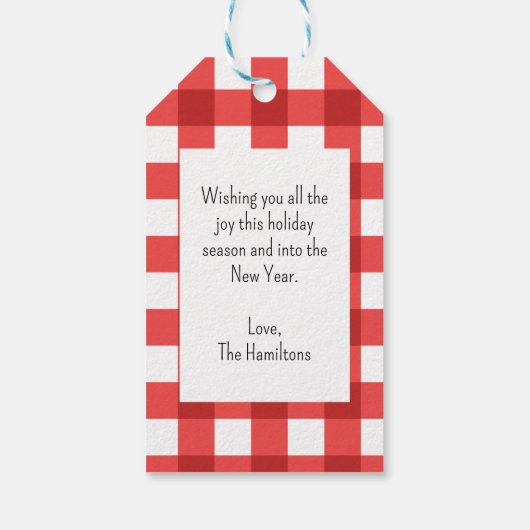 Bedankt Gingerbread Gingham Cadeaulabel (Achterkant)