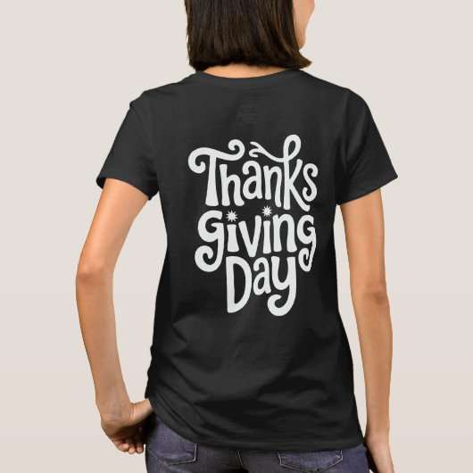 Bedankt Giving Day Stijlvolle tekst Typografie Vec T-shirt (Achterkant)