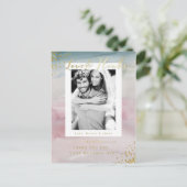 Bedankt Glam Waterverf Gold Foto Briefkaart (Staand voorkant)