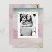 Bedankt Glam Waterverf Gold Foto Briefkaart (Voorkant / Achterkant)