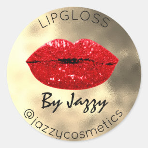 Bedankt glitter lipgloss door Gold Makeup Red Ronde Sticker