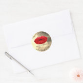 Bedankt Glitter Lips Beauty Gold Makeup Red Ronde Sticker (Envelop)