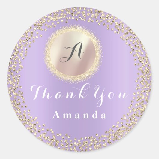Bedankt Glitter Monogram 16e Roos Gold Bridal Ronde Sticker (Voorkant)