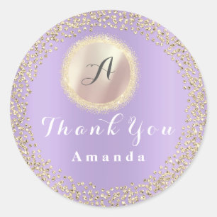 Bedankt Glitter Monogram 16e Roos Gold Bridal Ronde Sticker