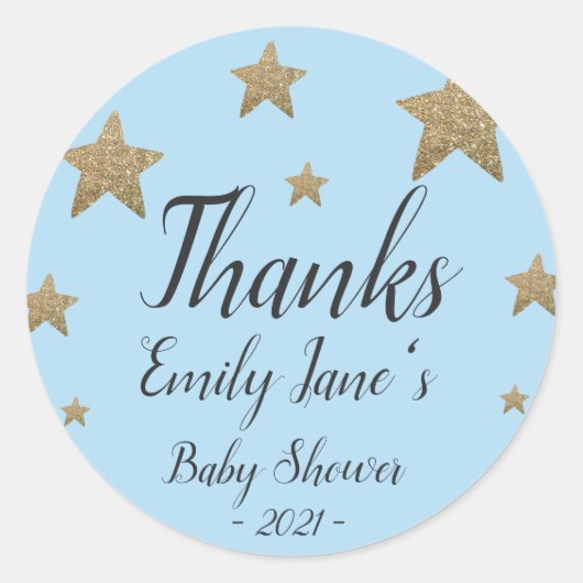 Bedankt Glitter Stars | Bedankt Baby shower Ronde Sticker (Voorkant)