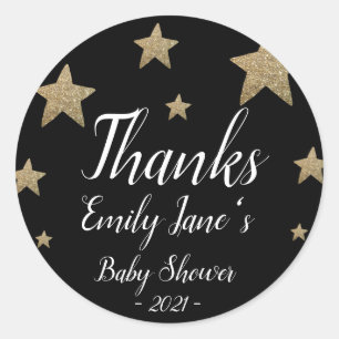 Bedankt Glitter Stars Bedankt Baby shower Ronde Sticker