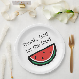 Bedankt God Voor Het Voedsel Watermeloen Iftar Par Papieren Bordje