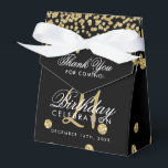 Bedankt Gold 21st Birthday Confetti Zwart Bedankdoosjes<br><div class="desc">Elegant "Thank You" 21st Birthday Gold Faux Glitter Confetti Black design.</div>