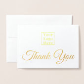 Bedankt Gold en White Elegant Business Logo Folie Kaarten (Voorkant met envelop)