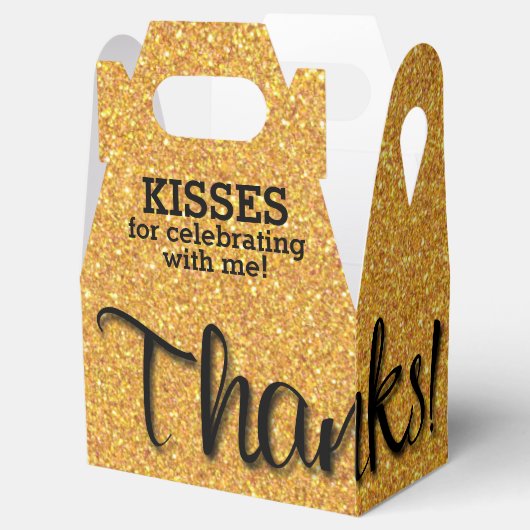 BEDANKT Gold Faux Glitter Bedankdoosjes (Geopend)