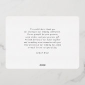 "Bedankt" Gold-Folie, Minimal, Luxury, Wedding, Folie Uitnodiging (Achterkant)