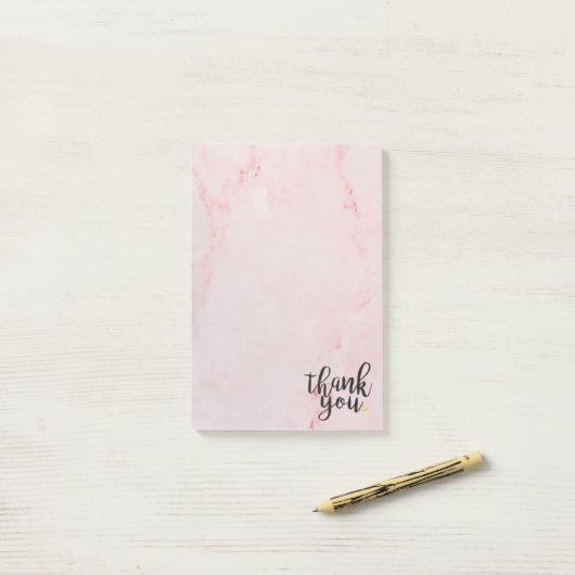 Bedankt Gold Love Heart Pink Marble Post-it® Notes (Op bureau)