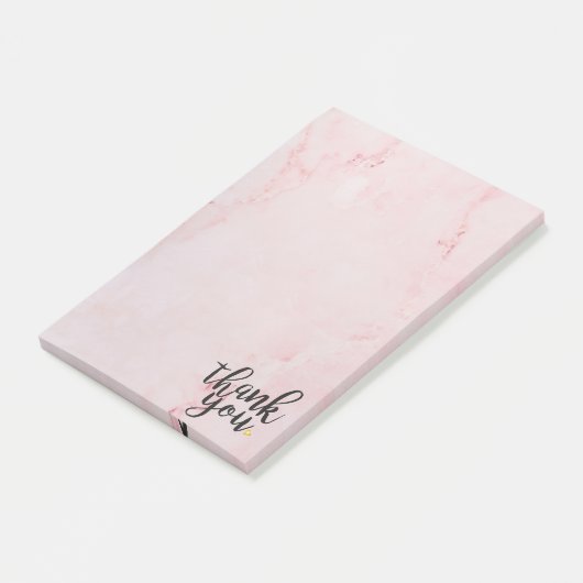 Bedankt Gold Love Heart Pink Marble Post-it® Notes (Schuin)