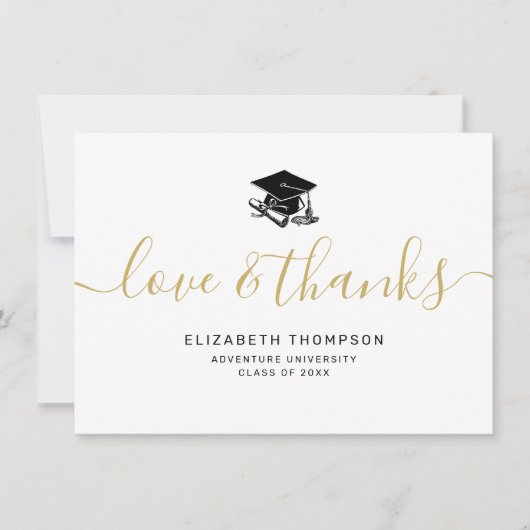 Bedankt Gold Script Black Afstudeerder Pet Afstude (Voorkant)