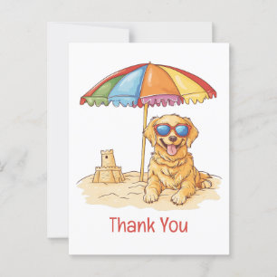Bedankt Golden Retriever Beach Dog Briefkaart