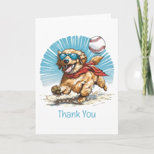 Bedankt Golden Retriever die honkbal speelt (Voorkant)