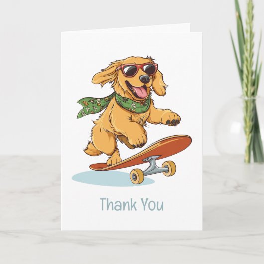 Bedankt Golden Retriever Hond Skateboarden (Voorkant)