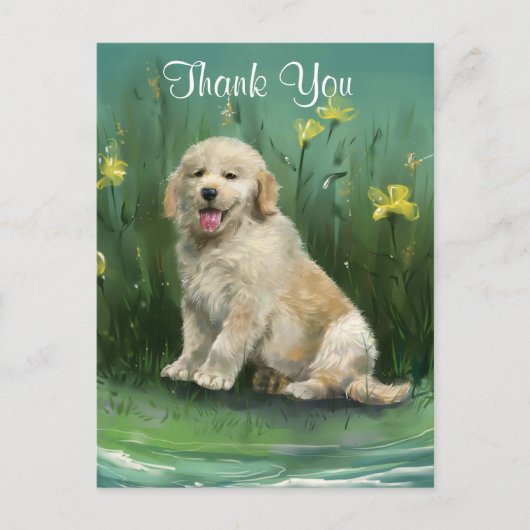 Bedankt Golden Retriever Puppy Briefkaart (Voorkant)