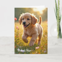Bedankt Golden Retriever Puppy in een weiland
