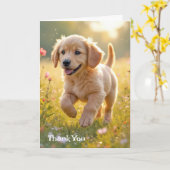 Bedankt Golden Retriever Puppy in een weiland Kaart (Gele Bloem)