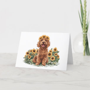 Bedankt Goldendoodle Dog Zonnebloem Kroon