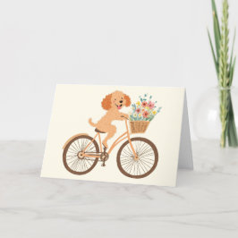 Bedankt Goldendoodle Hond Fietsen Lente Bloemen