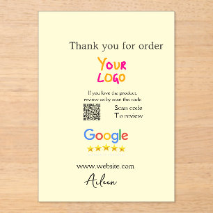 Bedankt Google review scan QR bedrijf Acryl Uitnodigingen