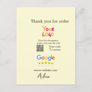 Bedankt Google review scan QR bedrijf Briefkaart