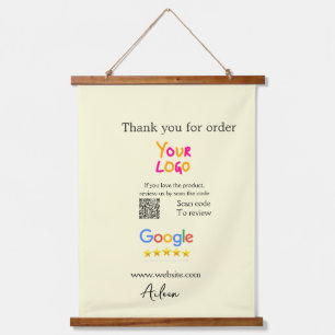 Bedankt Google review scan QR bedrijf Hangend Wandkleed