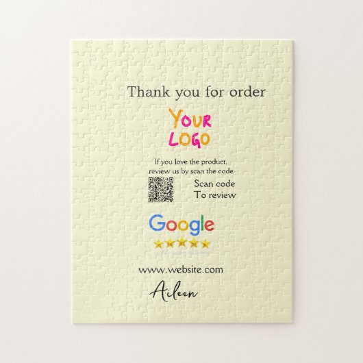 Bedankt Google review scan QR bedrijf Legpuzzel (Verticaal)