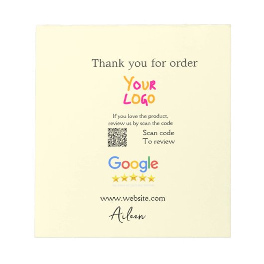 Bedankt Google review scan QR bedrijf Notitieblok (Voorkant)