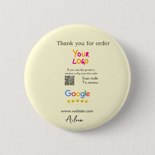 Bedankt Google review scan QR bedrijf Ronde Button 5,7 Cm (Voorkant)