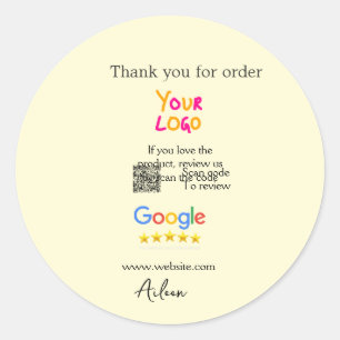 Bedankt Google review scan QR bedrijf Ronde Sticker