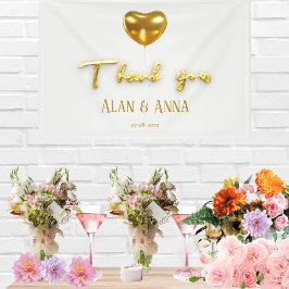 Bedankt Gouden brieven en ballon bruiloft Spandoek