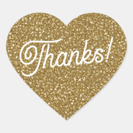 Bedankt! Gouden Glitter dank u Hart Sticker