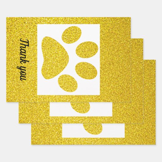 Bedankt Gouden Glitter Pootafdrukken Cute Vakantie Inpakpapier Vel (Set)