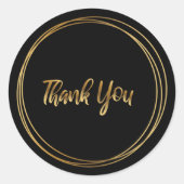 Bedankt gouden ringen zwart ronde sticker (Voorkant)