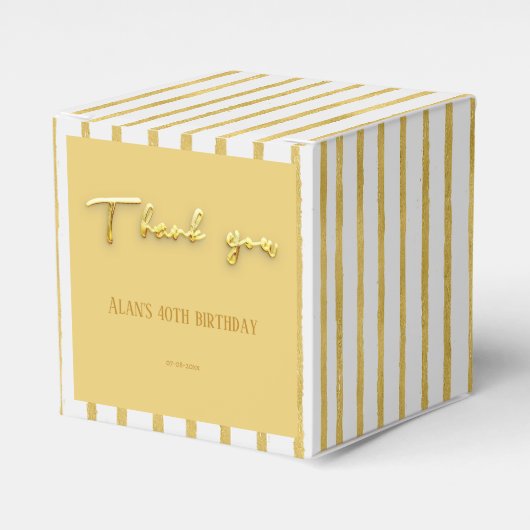Bedankt gouden tekst en strepen 50 ste verjaardag bedankdoosjes (Voorkant Zijde)
