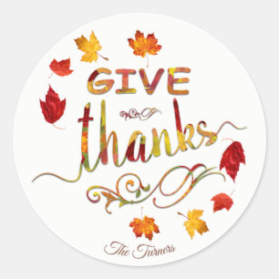 Bedankt grafisch Herfst Rustic Thanksgiving Monogr Ronde Sticker