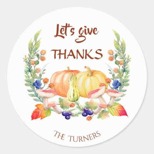 Bedankt grafisch Herfst Rustic Thanksgiving Monogr Ronde Sticker (Voorkant)