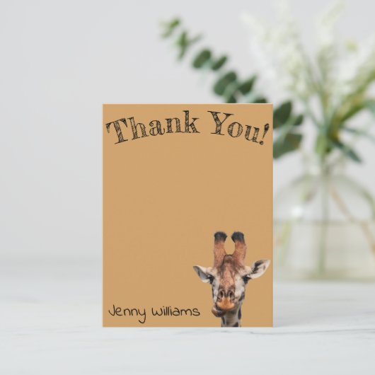 Bedankt, grappige giraffe, Brown Briefkaart (Staand voorkant)