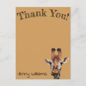 Bedankt, grappige giraffe, Brown Briefkaart (Voorkant)