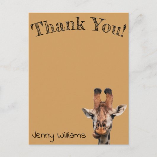 Bedankt, grappige giraffe, Brown Briefkaart (Voorkant)