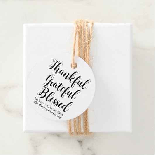 Bedankt Grateful Blessed custom script vakantie Bedankjes Labels (In situ)