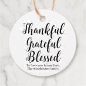 Bedankt Grateful Blessed custom script vakantie Bedankjes Labels (Voorkant)