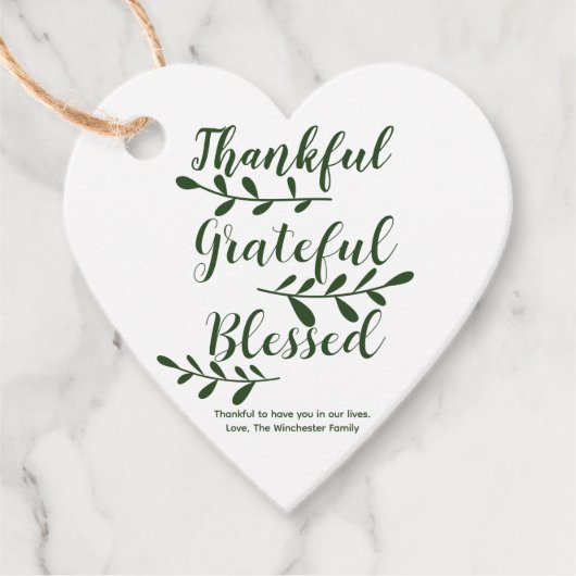 Bedankt Grateful Blessed dark green script schatti Bedankjes Labels (Voorkant)