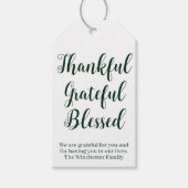 Bedankt Grateful Blessed green-script vakantie Cadeaulabel (Voorkant)