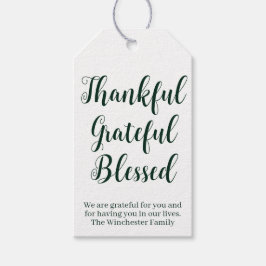 Bedankt Grateful Blessed green-script vakantie Cadeaulabel