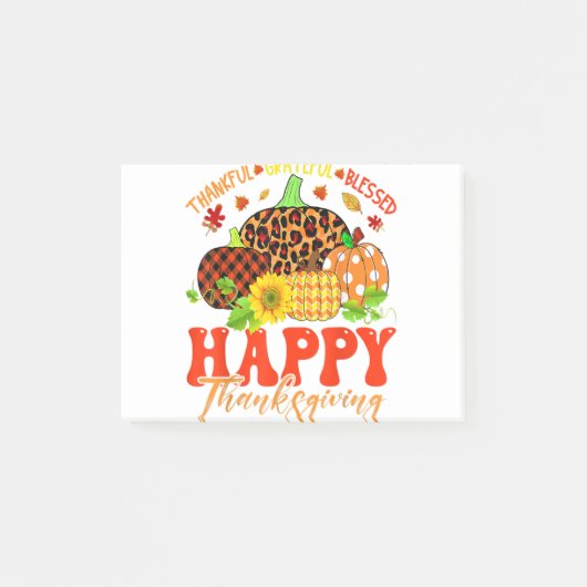 Bedankt Grateful Blessed Leopard Pset Pumpkin Th Post-it® Notes (Voorkant)